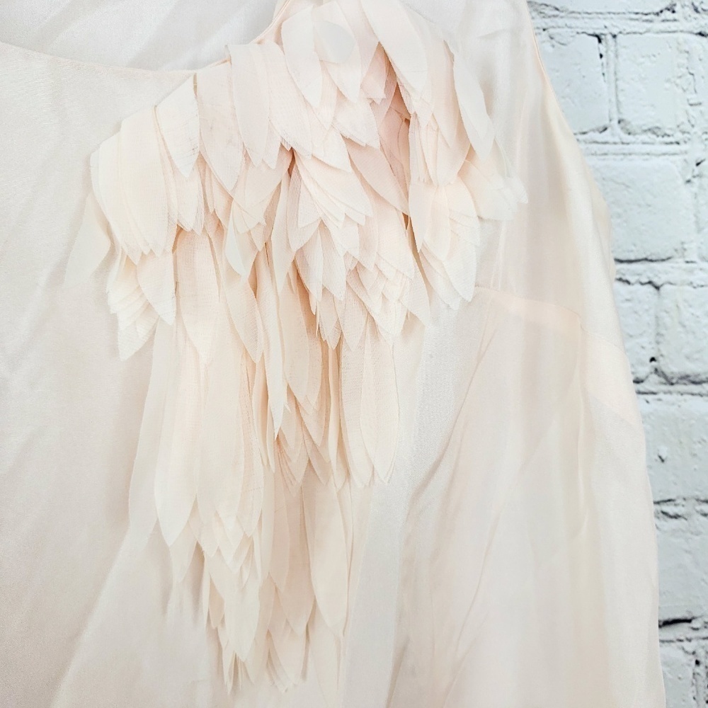 Ann Taylor blush silk tank with floral design  szM - Picture 3 of 6